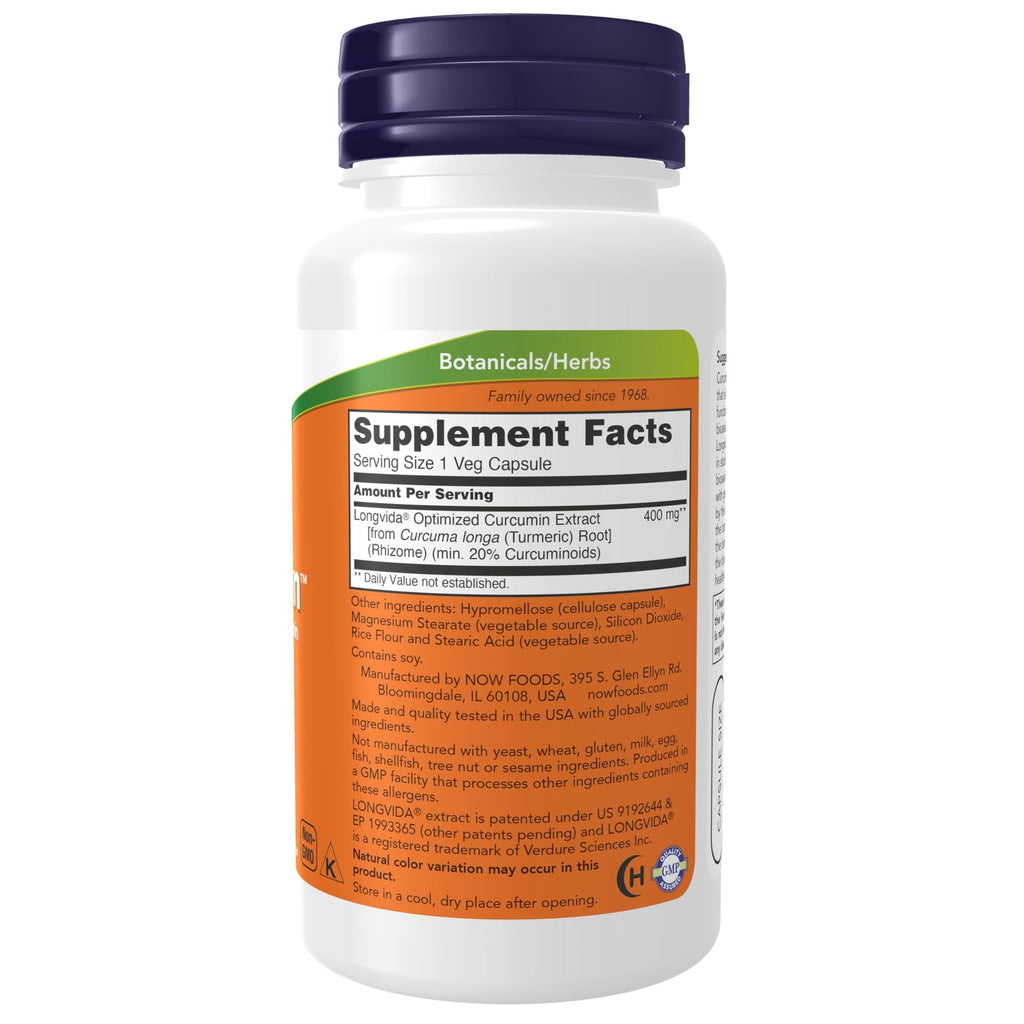 NOW Supplements, CurcuBrain™ 400 mg with Longvida® Optimized Curcumin, 50 Veg Capsules