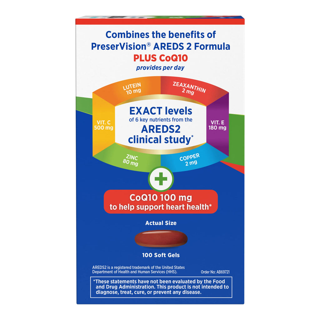 PreserVision AREDS 2 Eye Vitamins Lutein Zeaxanthin Supplement 100 Softgels | AREDS 2 formula, macular support vitamins*, lutein & zeaxanthin, vitamin C, E, zinc, CoQ10, #1 eye doctor recommended brand1