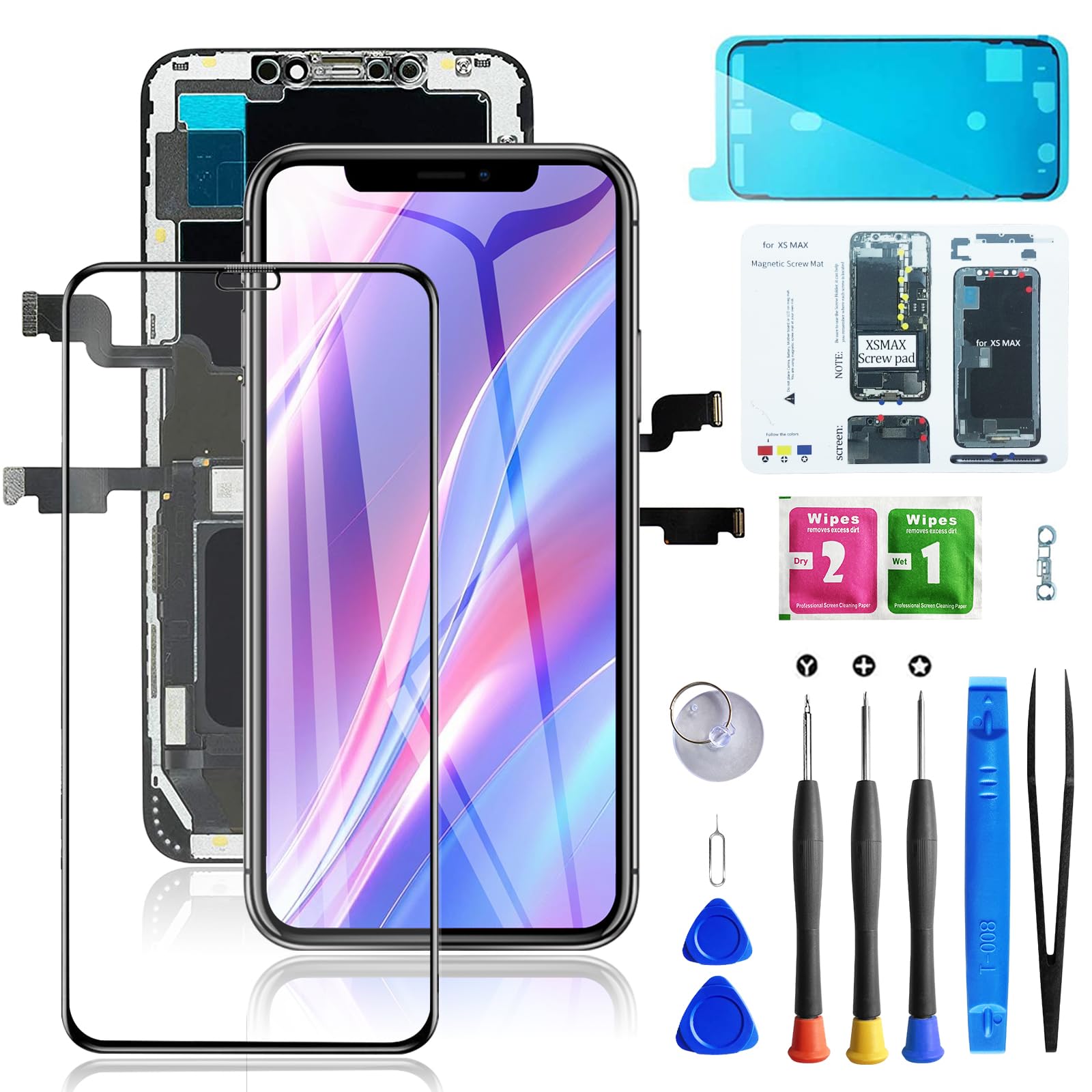 Buy now for iPhone 11 Screen Replacement 6.1 3D Touch Screen LCD Display Digitizer for A2111, A2223, A2221 Cell Phone Repair Kits+ Waterproof Frame Adhesive Sticker+Screen Tempered Protector+Face ID for iphone XS Max at indiglob india