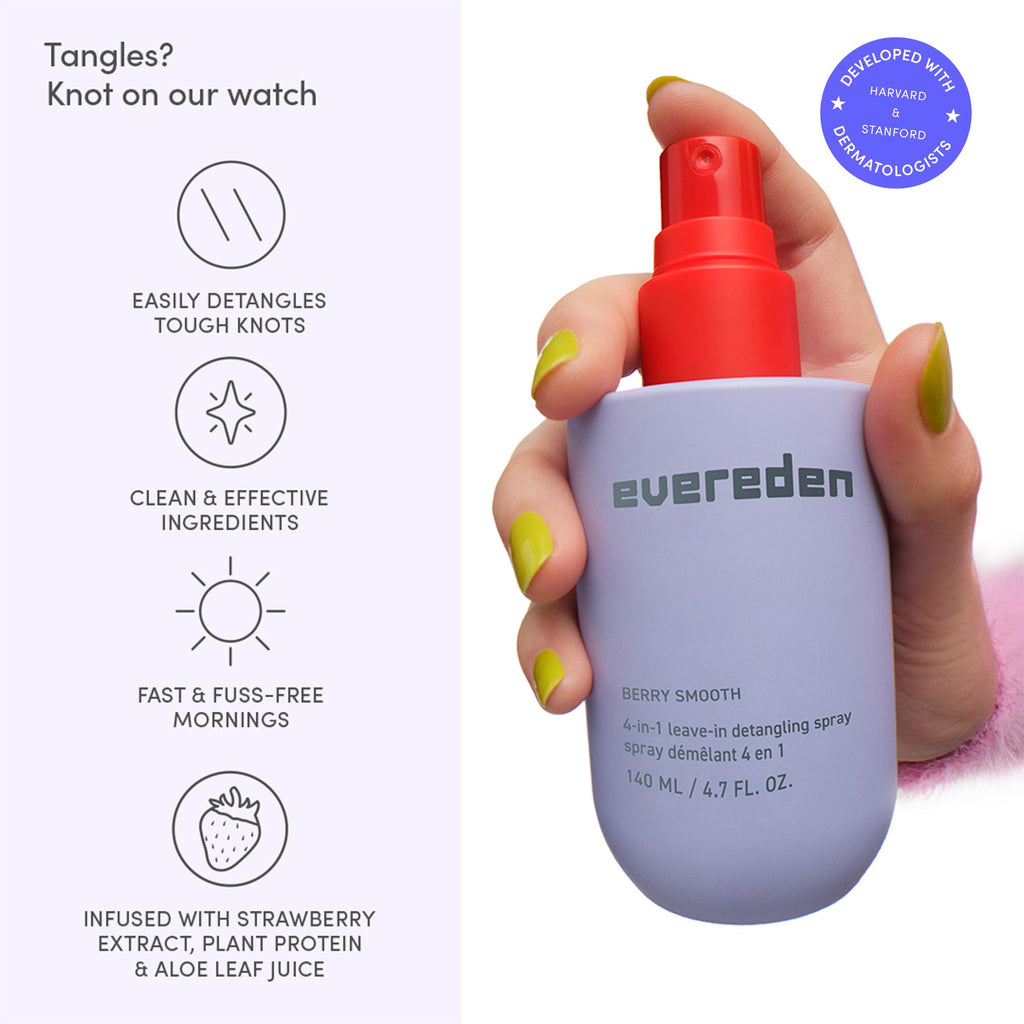 Evereden Kids 4-in-1 Detangler Spray, Silicone-Free, EWG Verified, Vegan | Developed with Harvard & Stanford Dermatologists, 4-in-1 Leave-In Conditioner for Girls, Straight, Curly Hair, Wet or Dry Use