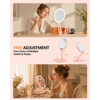Foldable Travel Makeup Mirror with Lights 20X/1X Magnifying Mirror