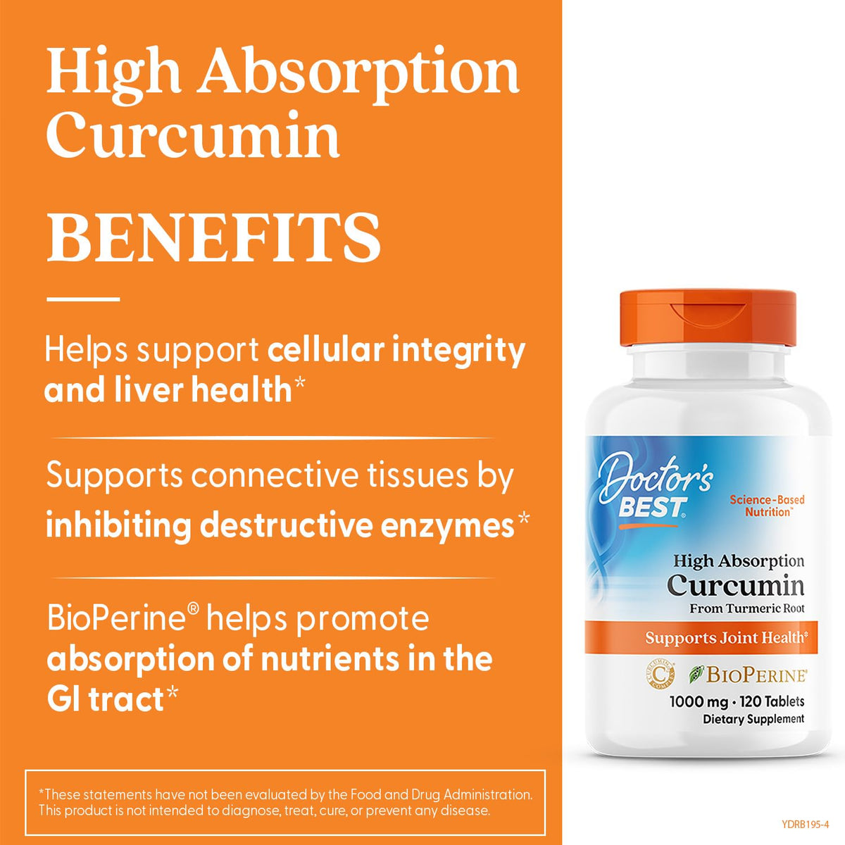 Doctor's Best Turmeric Curcumin Supplement 1000mg, Non GMO, 120 Tablets