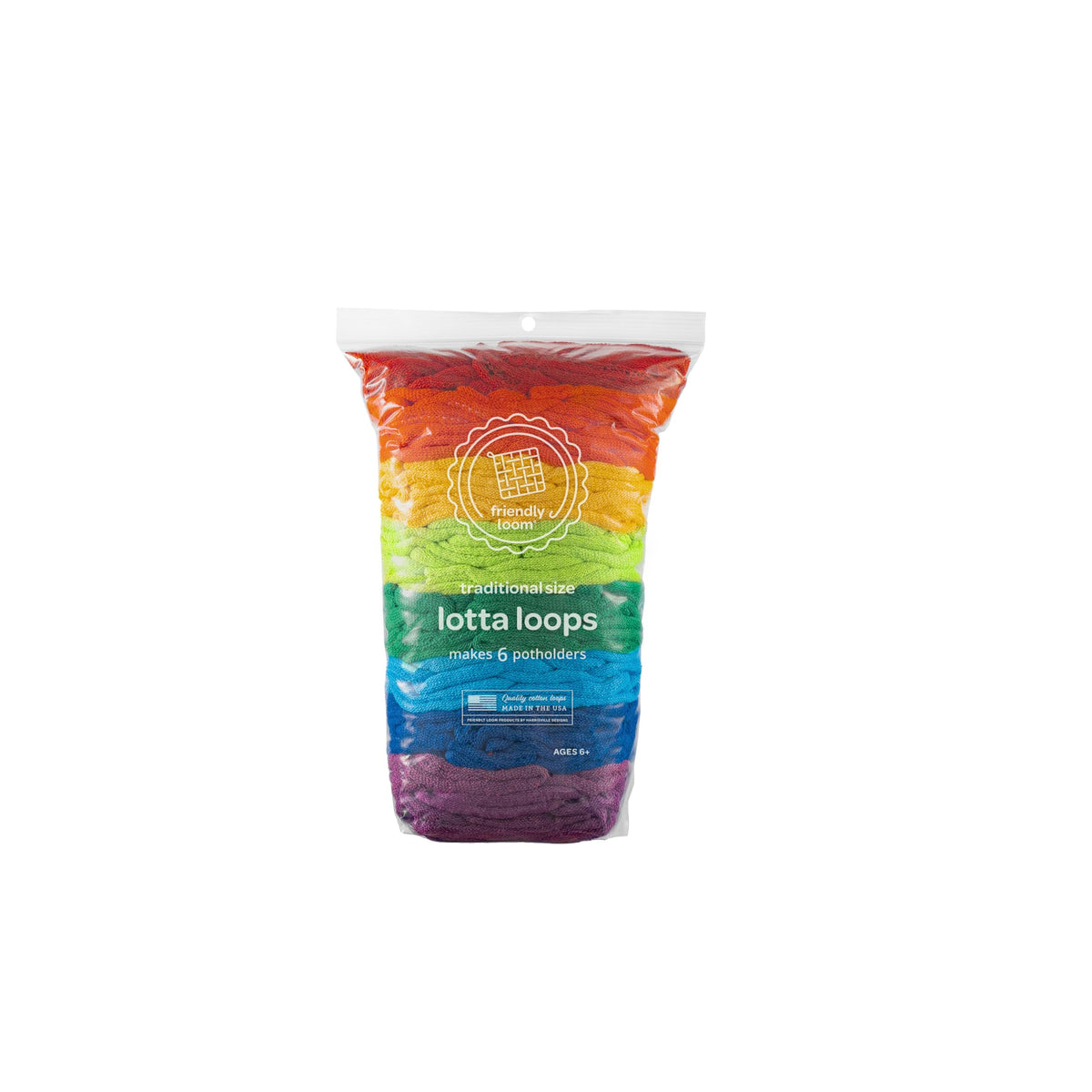 Friendly Loom Lotta Loops Rainbow Cotton 7 Inch Traditional Loops Refill