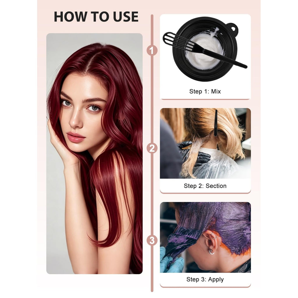 YOOVR 6pcs Hair Dye Bleach Kit with Hair Dye Brush and Bowl Set