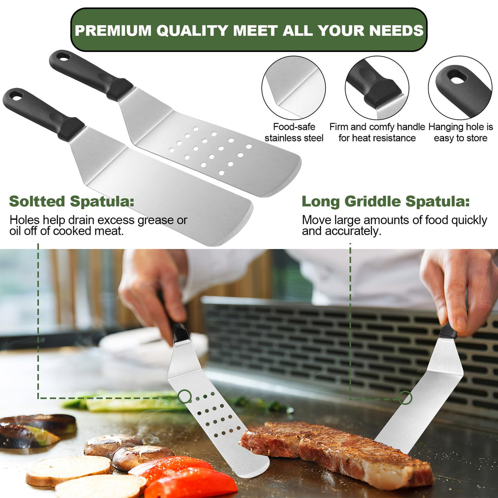 EWFEN 35PCS Griddle Accessories Kit, Flat Top Grill Accessories Set for Blackstone and Camp Chef, Grill Spatula Set with Enlarged Spatulas, Basting Cover, Scraper for Outdoor Barbecue