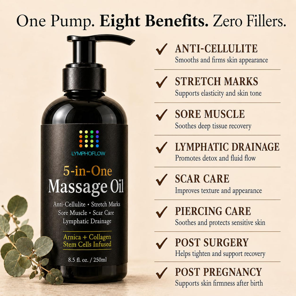 Bruizex 5-in-1 Lymphatic Drainage Massage Oil for Massage Therapy, 8.5 Oz