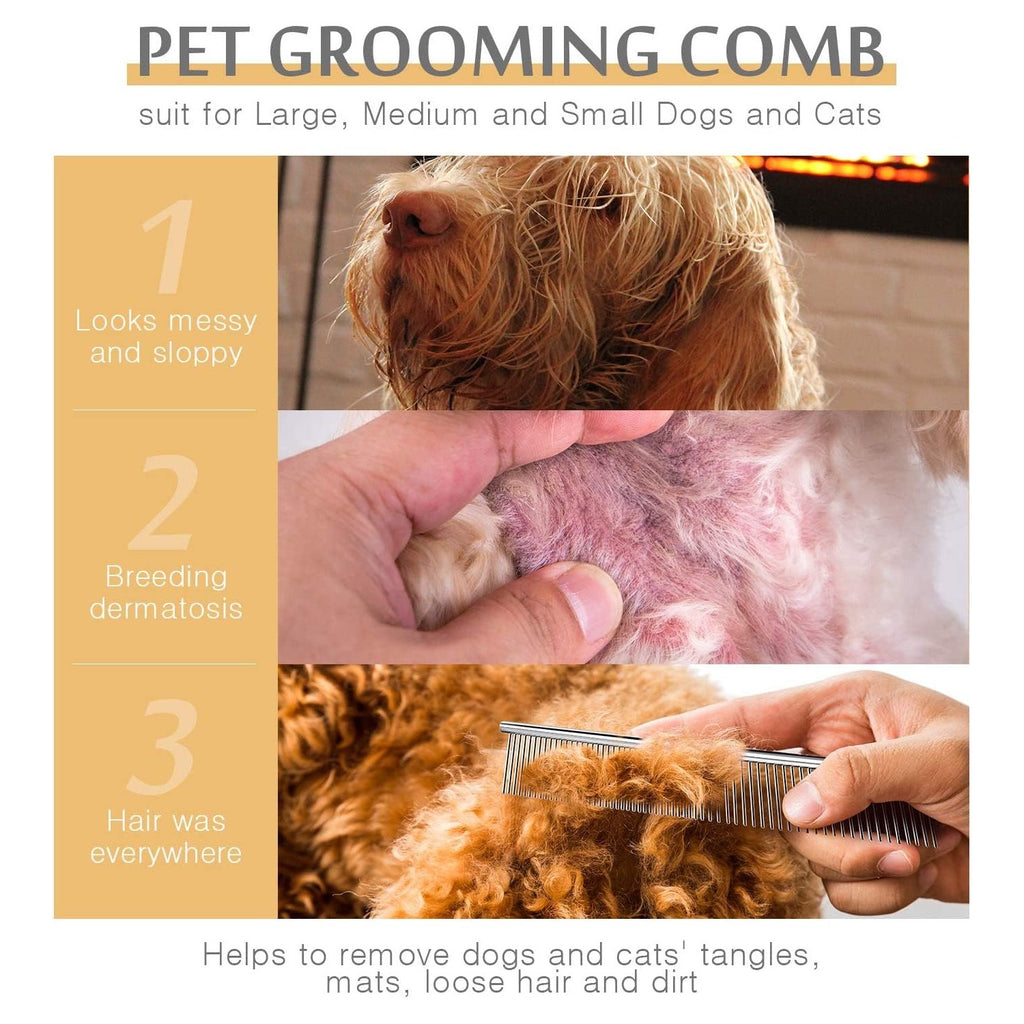 Dog Combs for Grooming, Metal Cat Comb for Long Haired