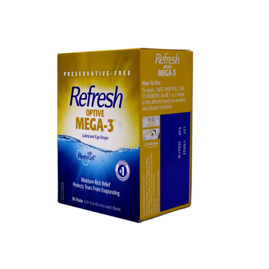 Refresh Optive Mega-3 Preservative-Free Lubricant Eye Drops, 0.01 Fluid Ounce Vials - 30 Count (Pack of 2)