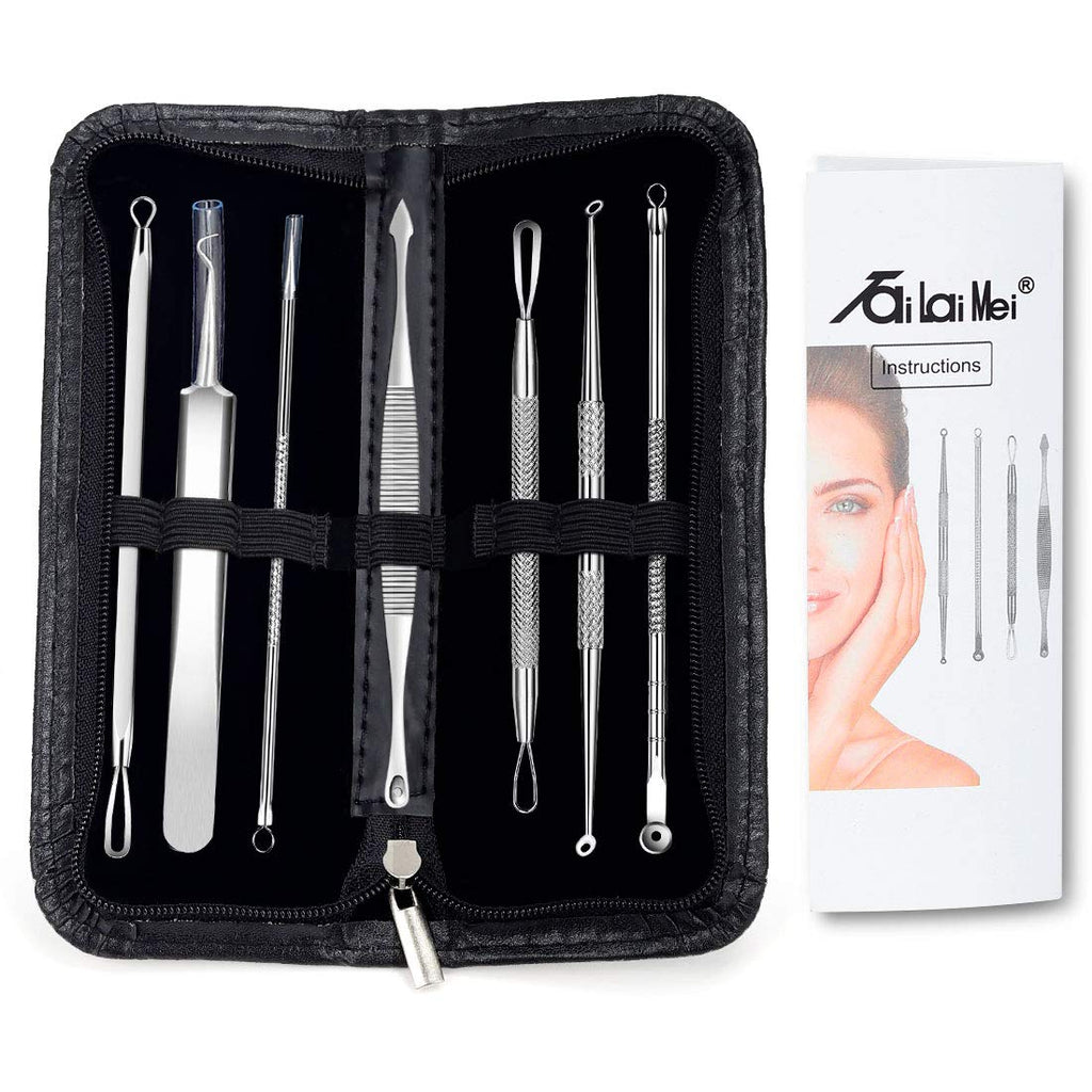 Buy now 7-Piece Blackhead Remover Kit - Pimple Comedone Extractor Tool set for Facial Acne and Treatment for Blemish, Whitehead Popping, Zit Removing for Risk Free Nose Face Skin with Metal Case at indiglob india