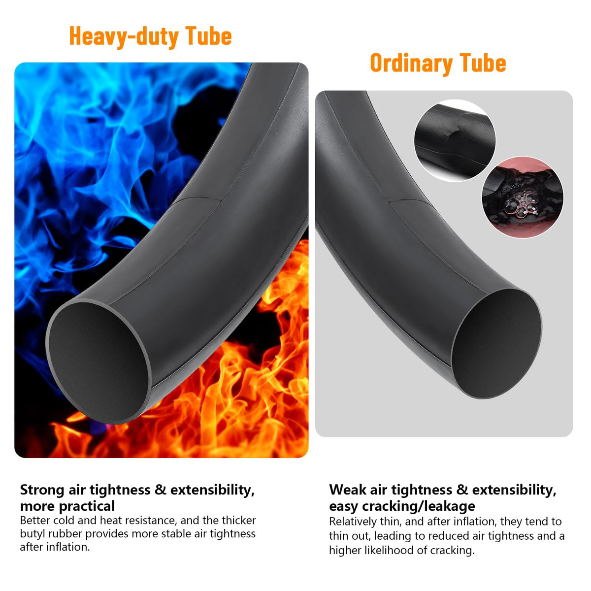 2-PCS 16" Heavy Duty Bike Tubes 16x1.75/2.25(45/57-305) AV32MM Inner Tubes