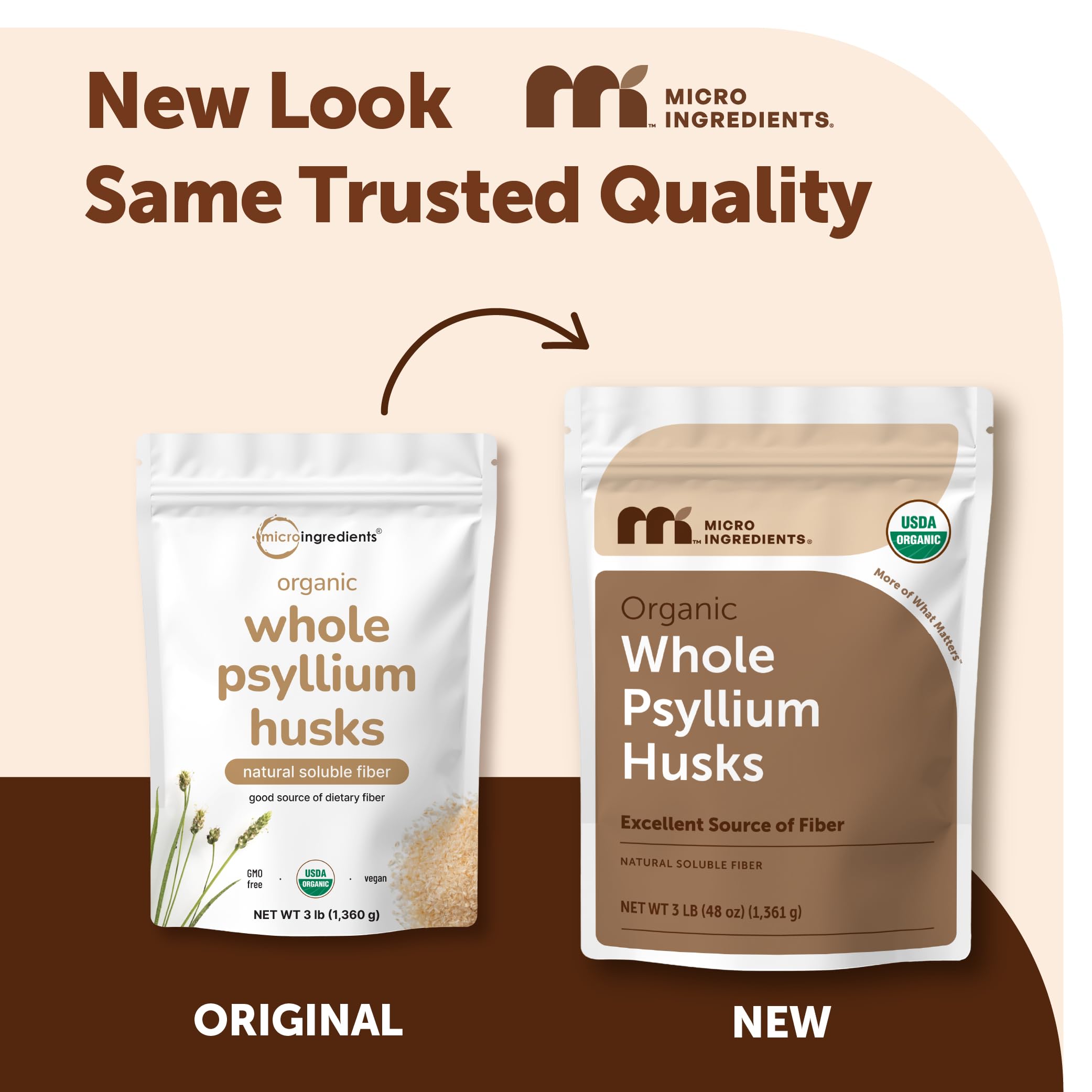 Micro Ingredients Organic Whole Psyllium Husks, 3lbs | Daily Soluble Fiber Supplement | Sourced from India | Ideal for Oatmeal, Coffee & Beverage | Unflavored, Non-GMO, Keto Friendly, Vegan