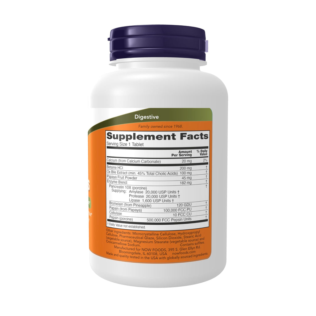 Buy now NOW Foods Supplements, Super Enzymes, Formulated with Bromelain, Ox Bile, Pancreatin and Papain, 180 Tablets at indiglob india