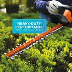 BLACK+DECKER 20V MAX Cordless Hedge Trimmer, Battery and Charger Included, 22 Inch Steel Blade Lightweight Bush Trimmer, Soft Grip, Less Vibration (LHT2220)