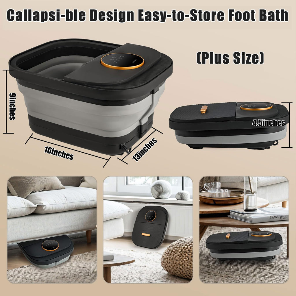 Foot Spa Bath Massager with Heat, Bubble, Temperature Control, Remote Control, Touchscreen, Pumice Stone, Pedicure Foot Spa Gift for Man Women Mother Father (Plus Size)