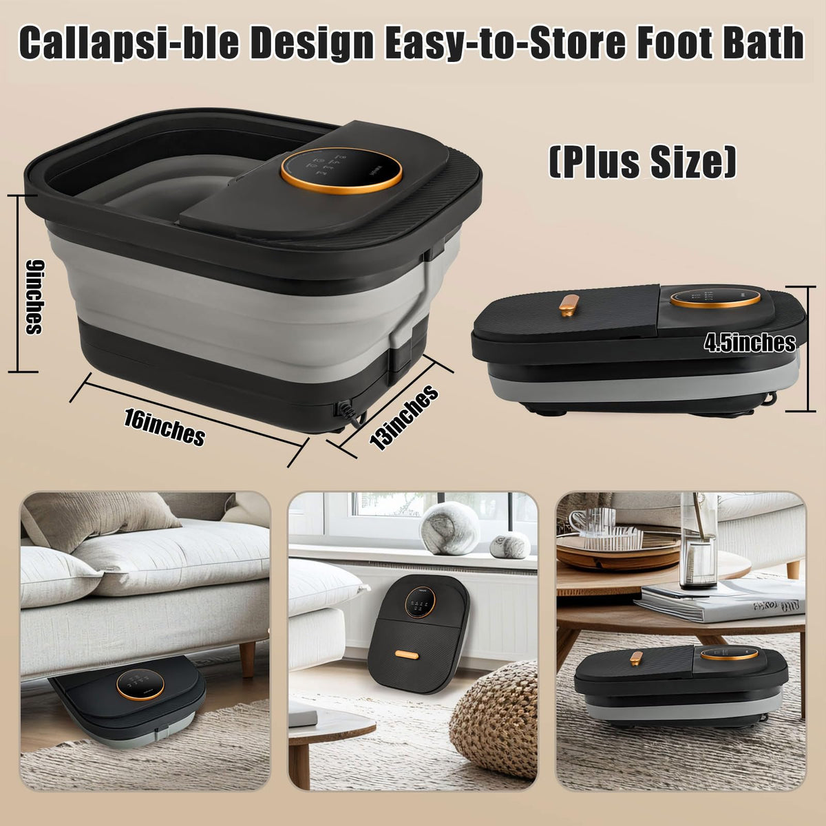 Foot Spa Bath Massager with Heat, Bubble, Temperature Control, Remote Control, Touchscreen, Pumice Stone, Pedicure Foot Spa Gift for Man Women Mother Father (Plus Size)