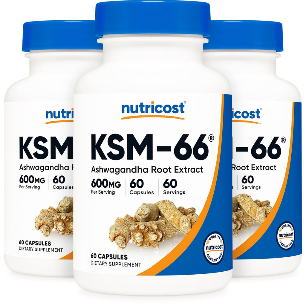 Nutricost KSM-66 Ashwagandha Root Extract (600mg) 60 Capsules | 5% Withanolides & BioPerine, Full-Spectrum Root Extract