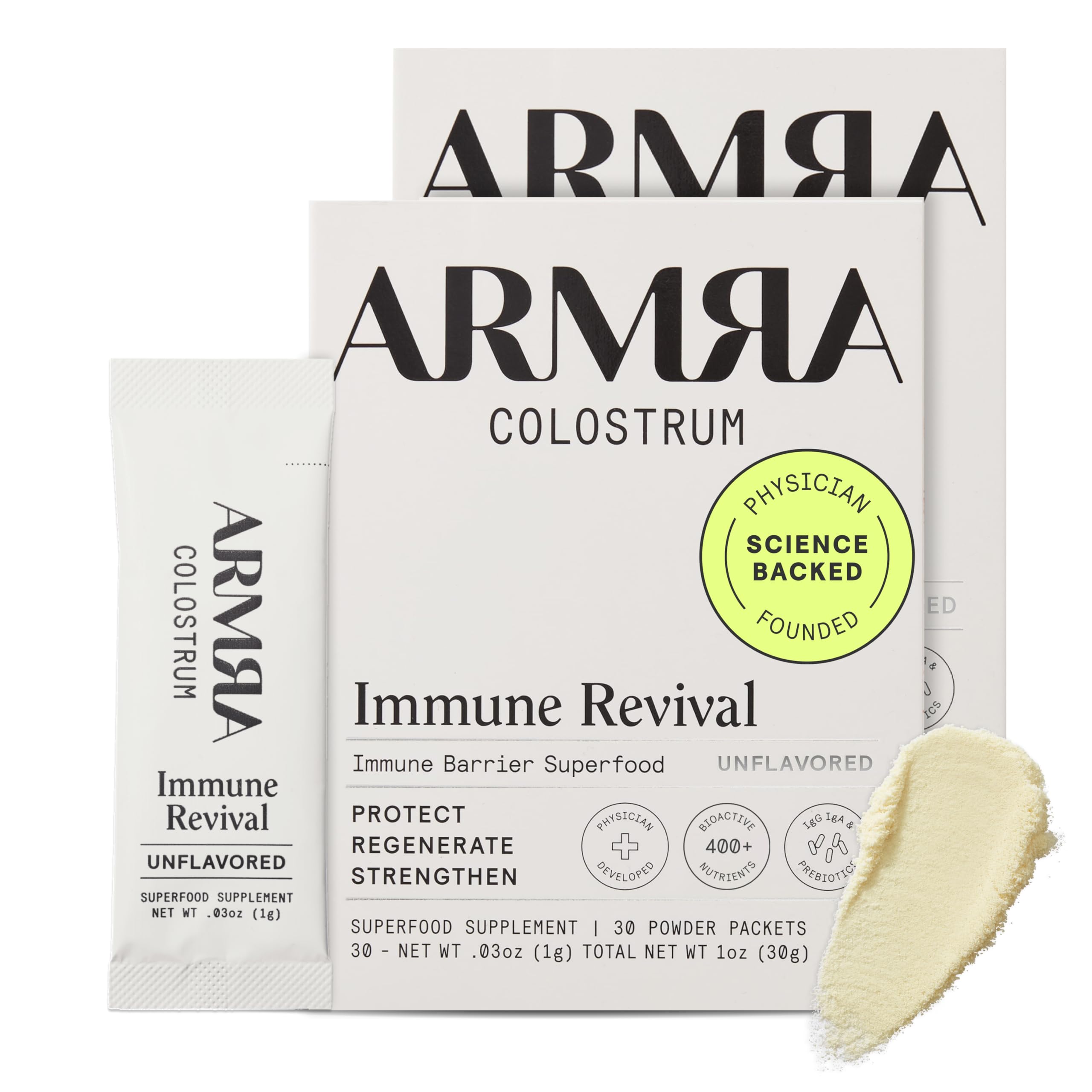 Buy now ARMRA Colostrum Powder | Unflavored | Gut Health & Bloating | Skin & Hair | Immunity | Keto, Gluten & Fat-Free | 30 Servings Unflavored 60 Servings (Pack of 2) at indiglob india