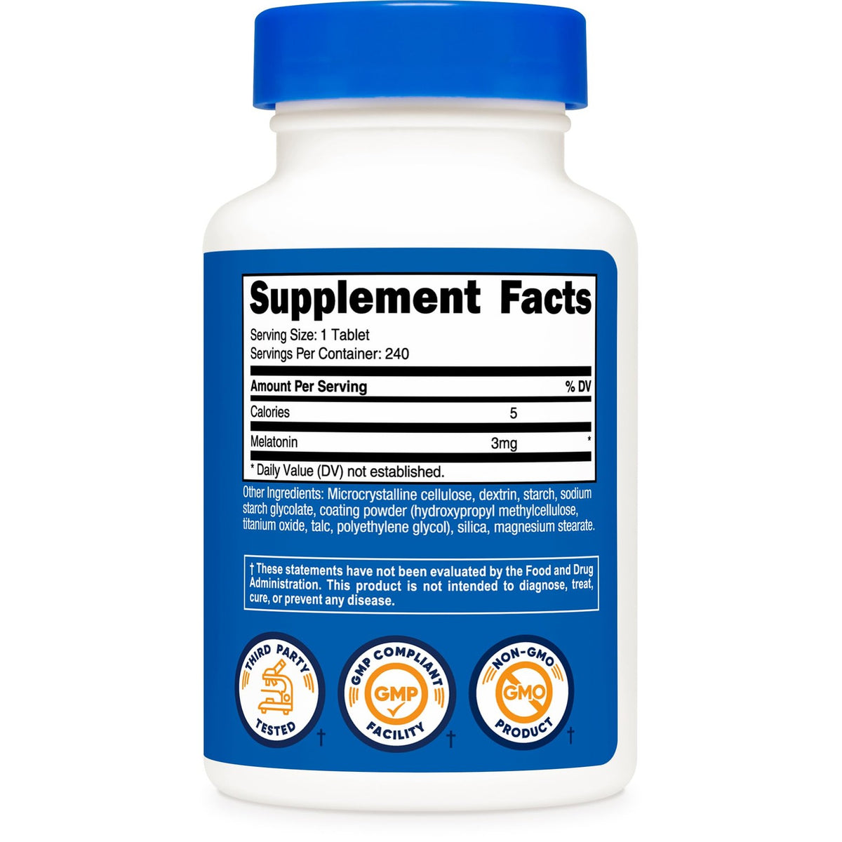 Nutricost Melatonin (3mg) 240 Tablets, GMO-Free & Gluten-Free