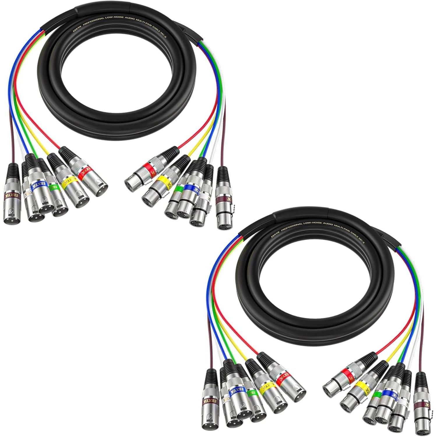 Buy now EBXYA 3 Ft XLR Snake Cables 4 Colored, 4-Channel Microphone Patch Cable XLR Male to Female, Recording Snake for Live, Recording, Studios 2 Pack 2 Pack 6-Channel 6 Feet at indiglob india