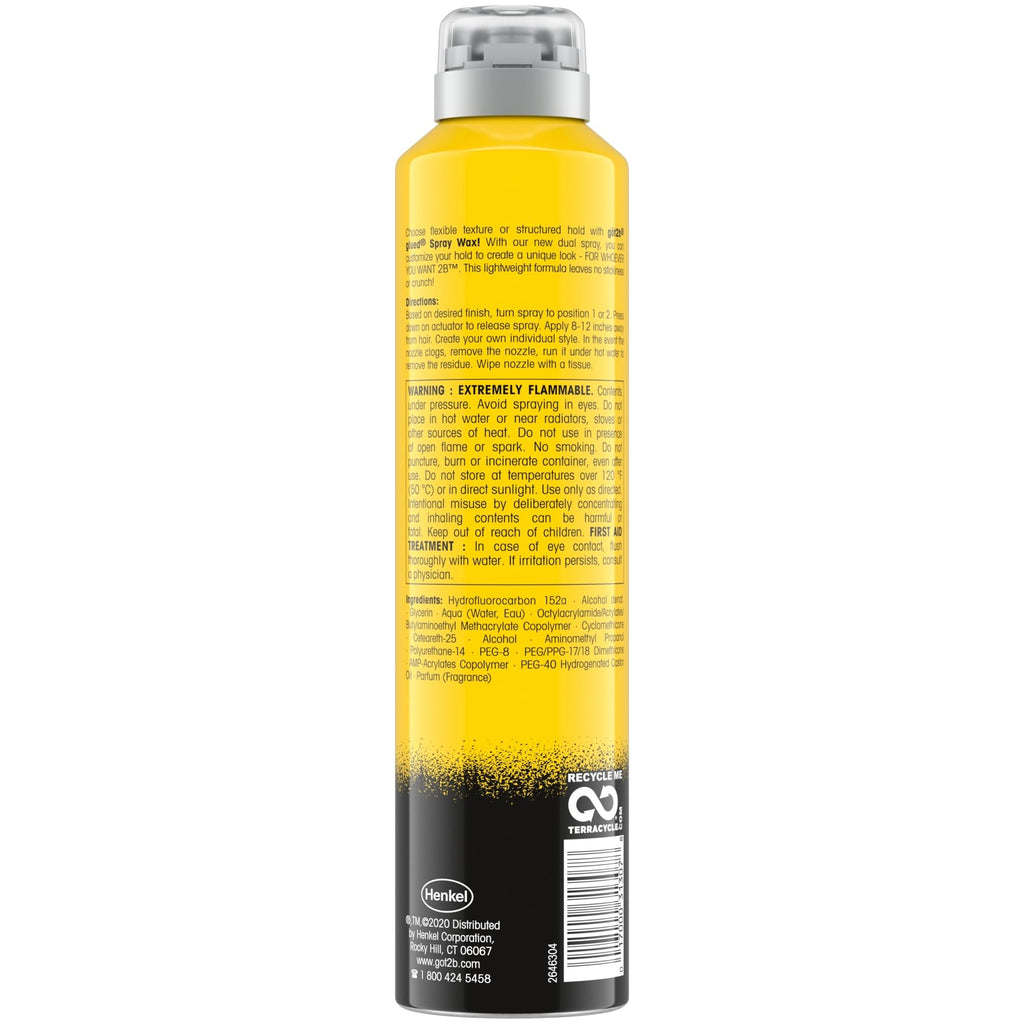 got2b Glued Customizable Hold Spray Wax, 2-in-1 Dual Nozzle, 8 oz | Versatile styling for flexible texture or structured hold, Lightweight formula, Washes out easily, Non-sticky feel