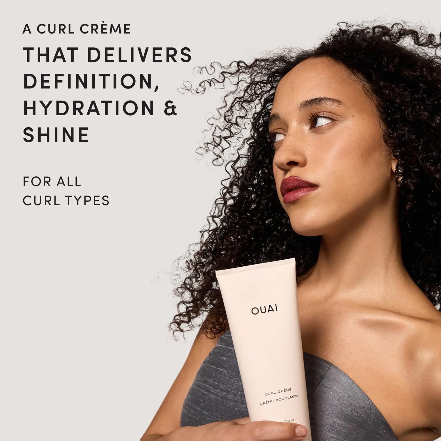 OUAI Curl Defining Cream - Hydrating Curl Cream (8 Oz) | With Chia & Linseed Oil, Enhances Definition, Hydration & Shine, Tames Frizz, Silicone-Free, Curly Hair Products