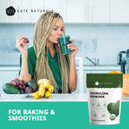 Kate Naturals Organic Spirulina Powder, Nutrient Dense Superfood (8oz) | USDA Certified, Non-GMO, Gluten- Free