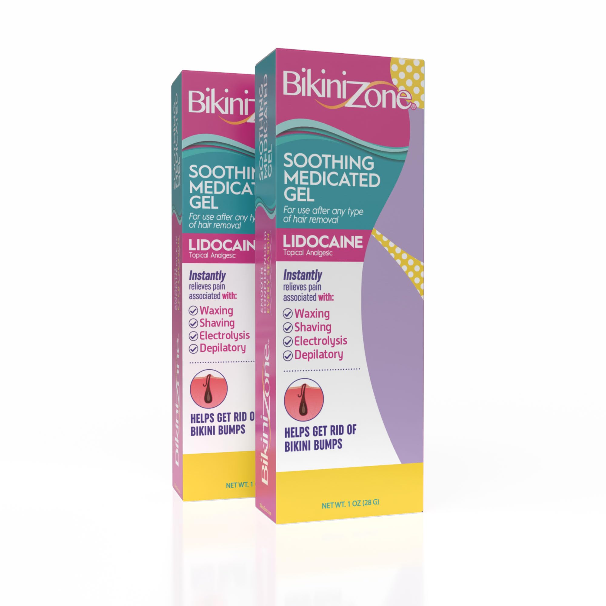 Bikini Zone Medicated After Shave Gel with Lidocaine, 1 Oz, 2 Pack | 2% lidocaine HCl to help soothe skin post-shave. Cooling sensation to refresh skin. Helps prevent razor bumps & redness.
