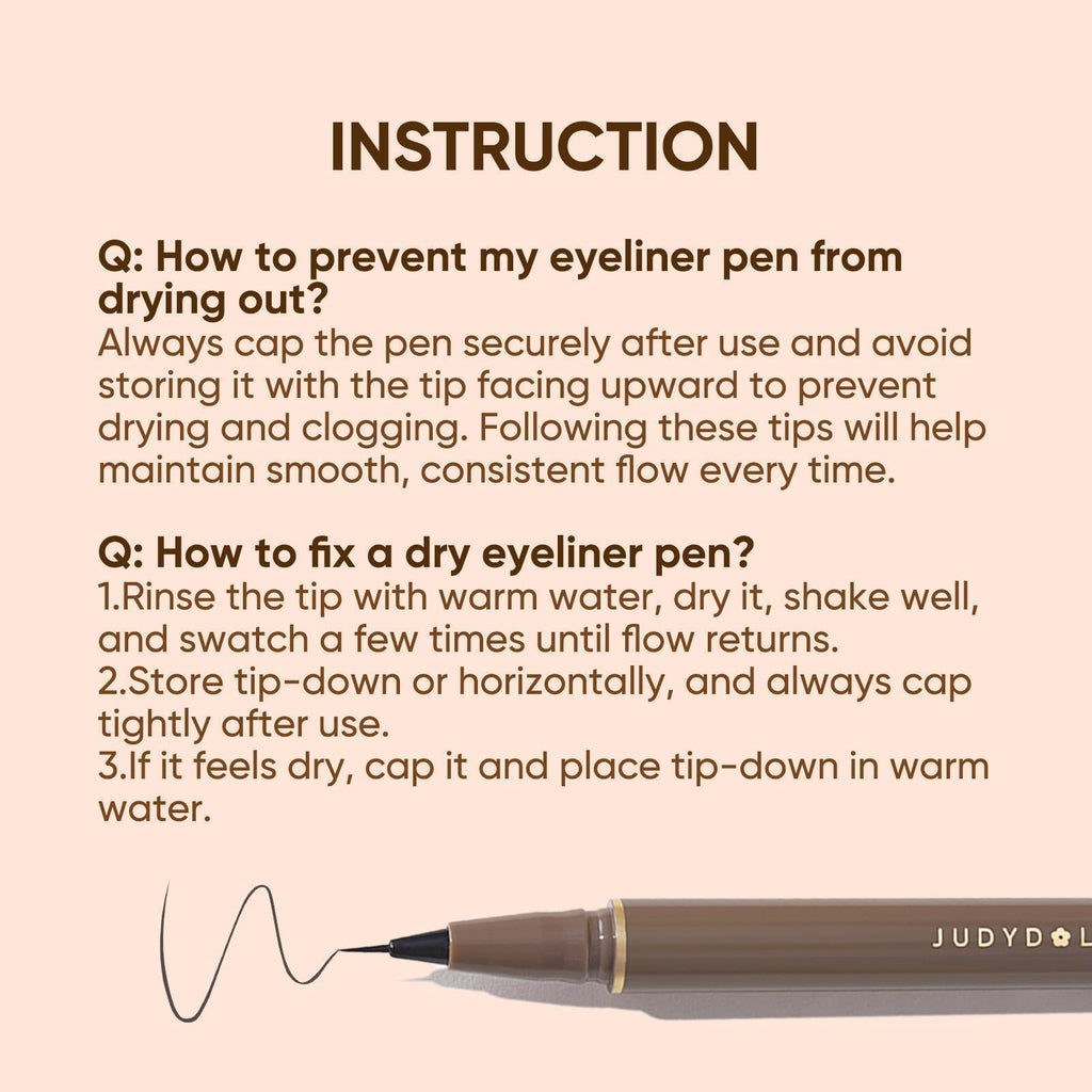 JUDYDOLL Ultra-Fine Liquid Eyeliner-Precision Tip for Wing Line, Smudge-Proof, Quick-Drying, Waterproof, Easy to Get Inner Corner Lined, Hooded Eyes-Friendly (#01 Black)