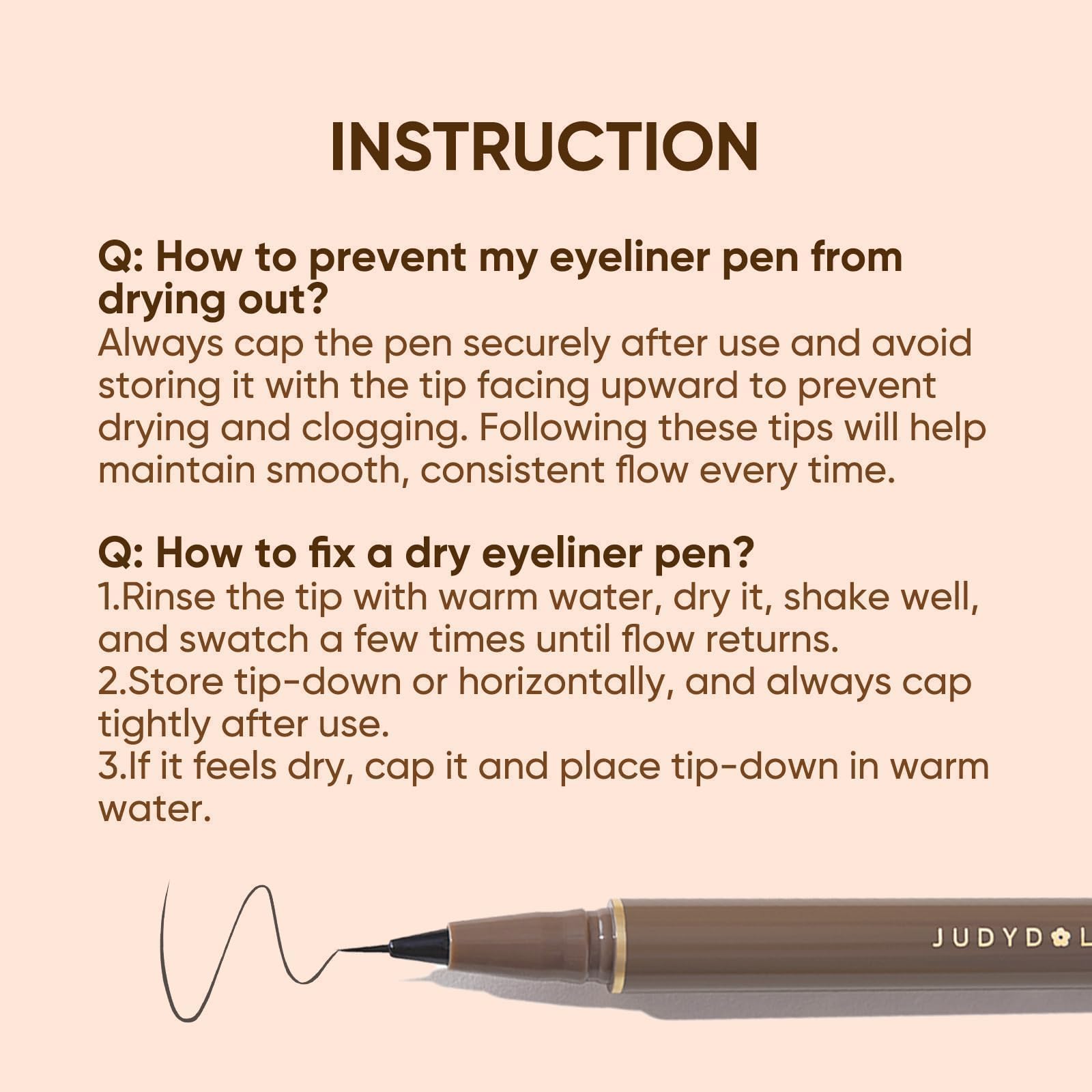 JUDYDOLL Ultra-Fine Liquid Eyeliner-Precision Tip for Wing Line, Smudge-Proof, Quick-Drying, Waterproof, Easy to Get Inner Corner Lined, Hooded Eyes-Friendly (#01 Black)
