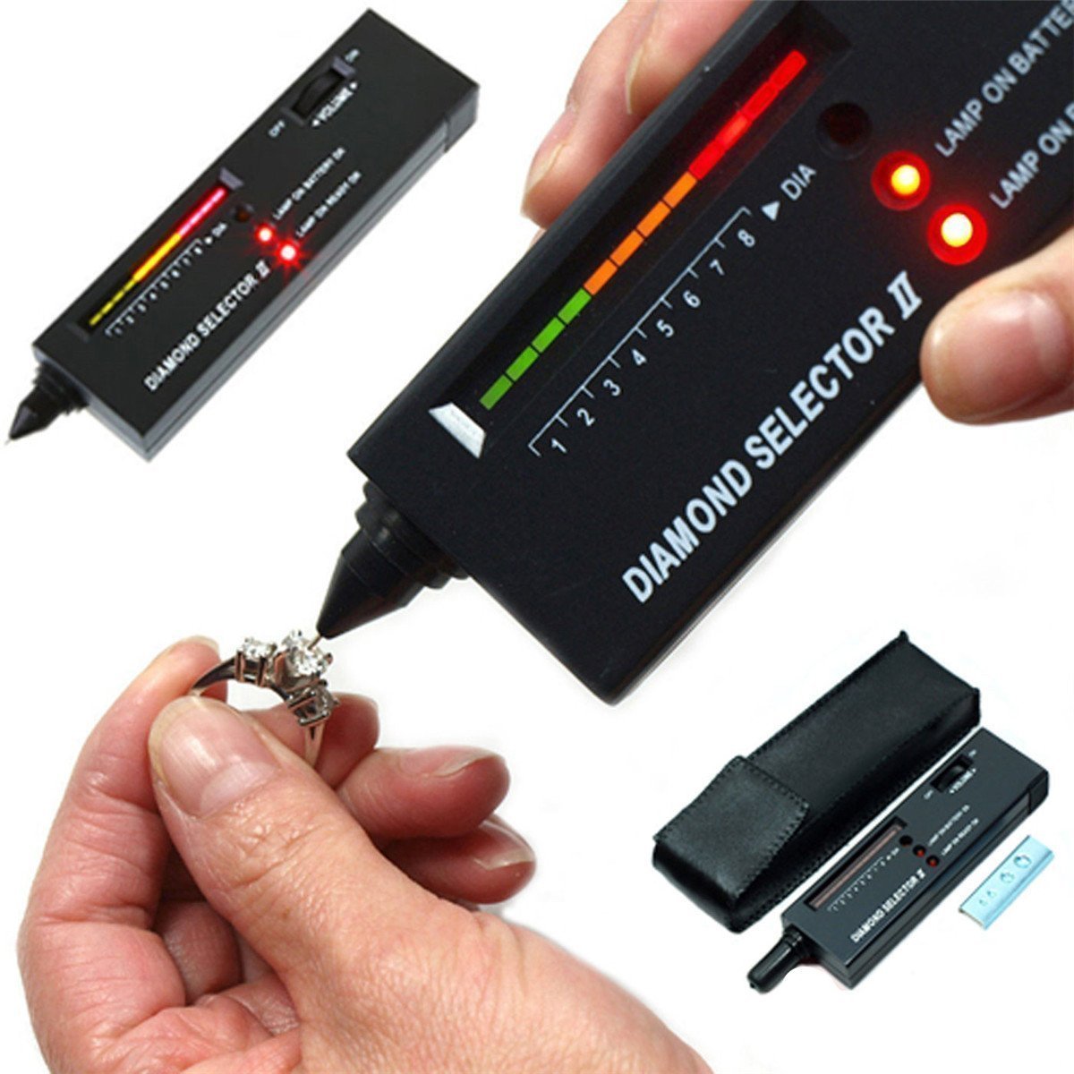 Diamond Tester,High Accuracy Jewelry Diamond Tester Professional Diamond Tester Pen Jeweler Tool for Novice and Expert - Diamond Selector II 9V Battery Included(Black Diamond Testers)