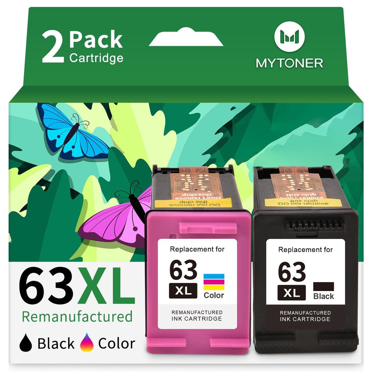 MYTONER 63XL Ink Cartridges Black and Color Replacement for HP Ink 63