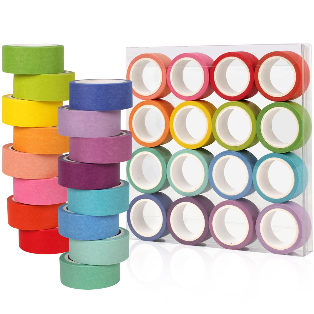 Phinus Washi Tape Set, 16 Pack Decorative Tape, Multicolor, 15mm x 3m, Reusable, Ideal for Gift Wrapping, Journaling, Crafting, Decoration