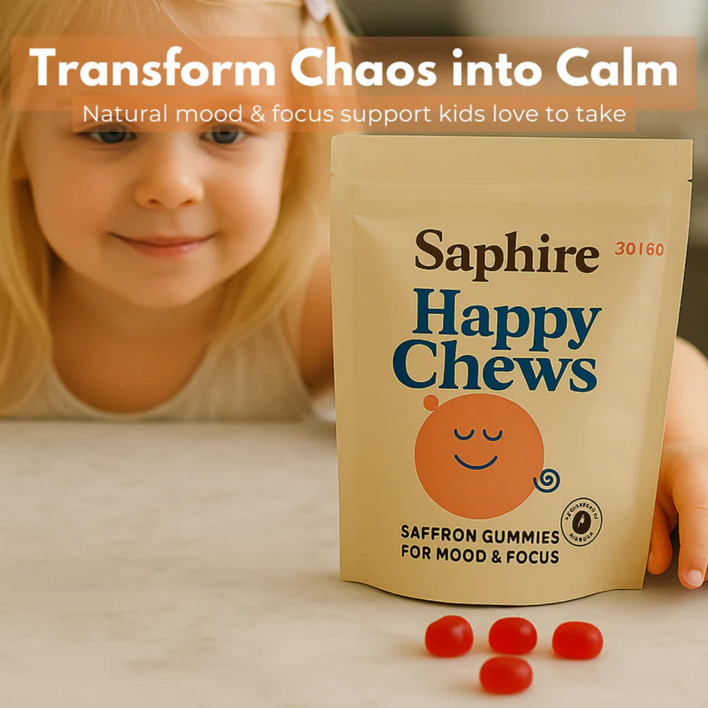 Saffron Gummies for Kids, Sugar-Free, 60 Gummies | Supports Mood, Calm & Focus, Saffron Extract, Passionflower, St. John's Wort & GABA, Sugar-Free, Gluten-Free, Vegan, Non-GMO