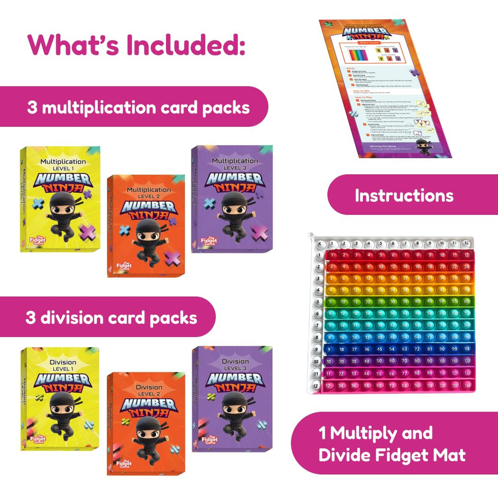 The Fidget Game Number Ninja, Multiplication & Division Game for Grades 2–4
