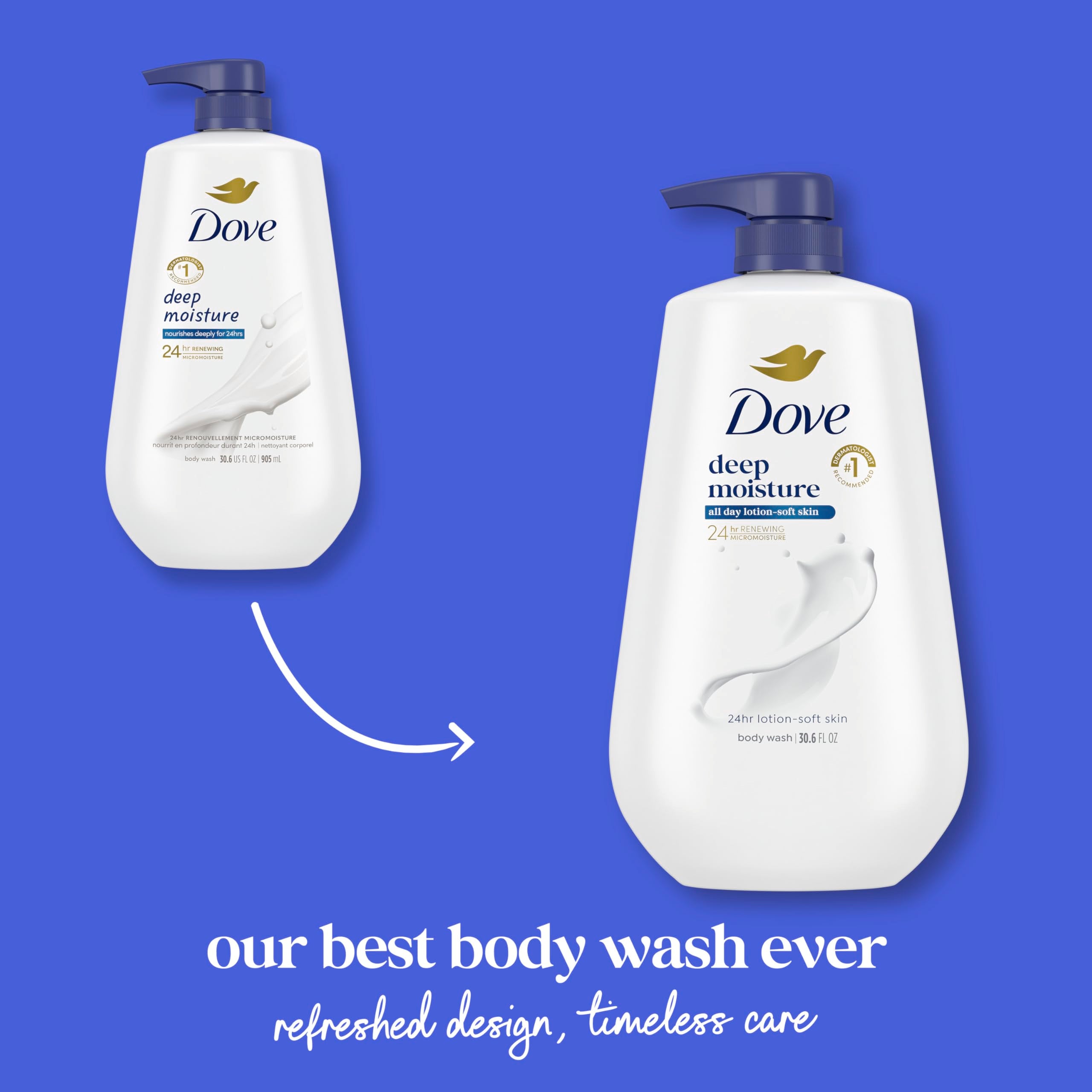 Dove Body Wash Body Wash Deep Moisture 30.6 oz Pump, Sulfate Free | Dove Deep Moisture Body Wash hydrates dry skin for 24 hours with a sulfate-free formula and MicroMoisture technology.