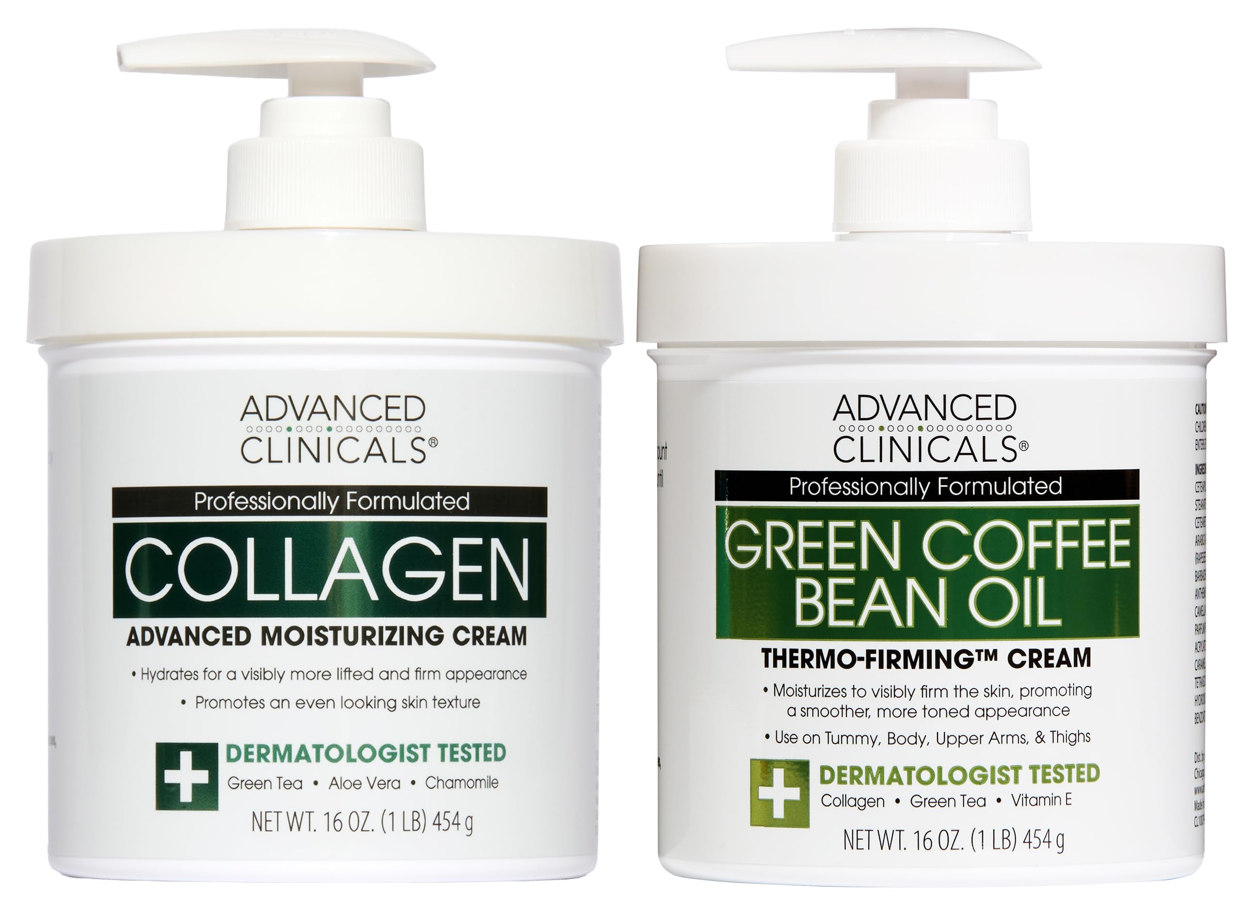 Buy now Advanced Clinicals Manuka Honey Body Cream For Women & Men | Body Butter Lotion For Extremely Dry Skin | Collagen Cream | Skincare Moisturizer Hydrating Balm Improves Look Of Aging Skin, 16 Ounce Collagen + Green Coffee Bean Cream 2 Piece Set at indiglob india