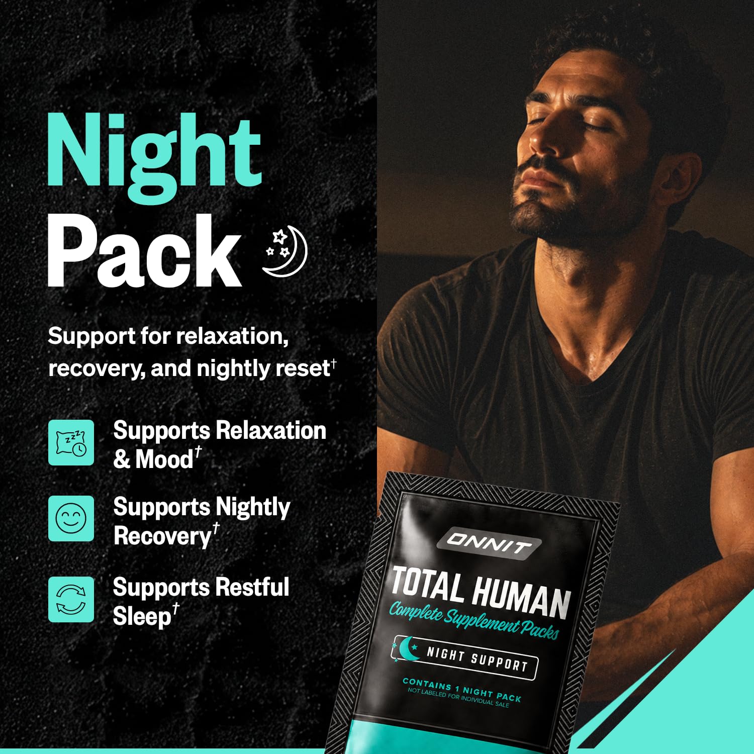 ONNIT Total Human Daily Multivitamin Packs for Men & Women, 30-Day Supply | Comprehensive day & night capsule packs; vitamins, minerals & herbs for daily wellness; 60 packs, 30-day supply, men & women