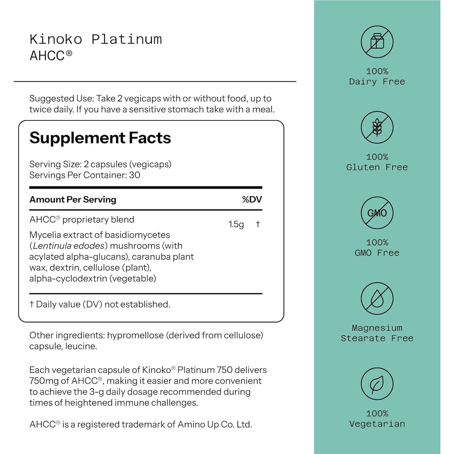 Buy now Quality of Life Premium Kinoko Platinum AHCC Herbal Supplement, 750mg per Capsule, for Immune Support, Liver Function, Maintains Natural Killer Cell Activity, Pack of 1, 60 Veggie Capsules at indiglob india