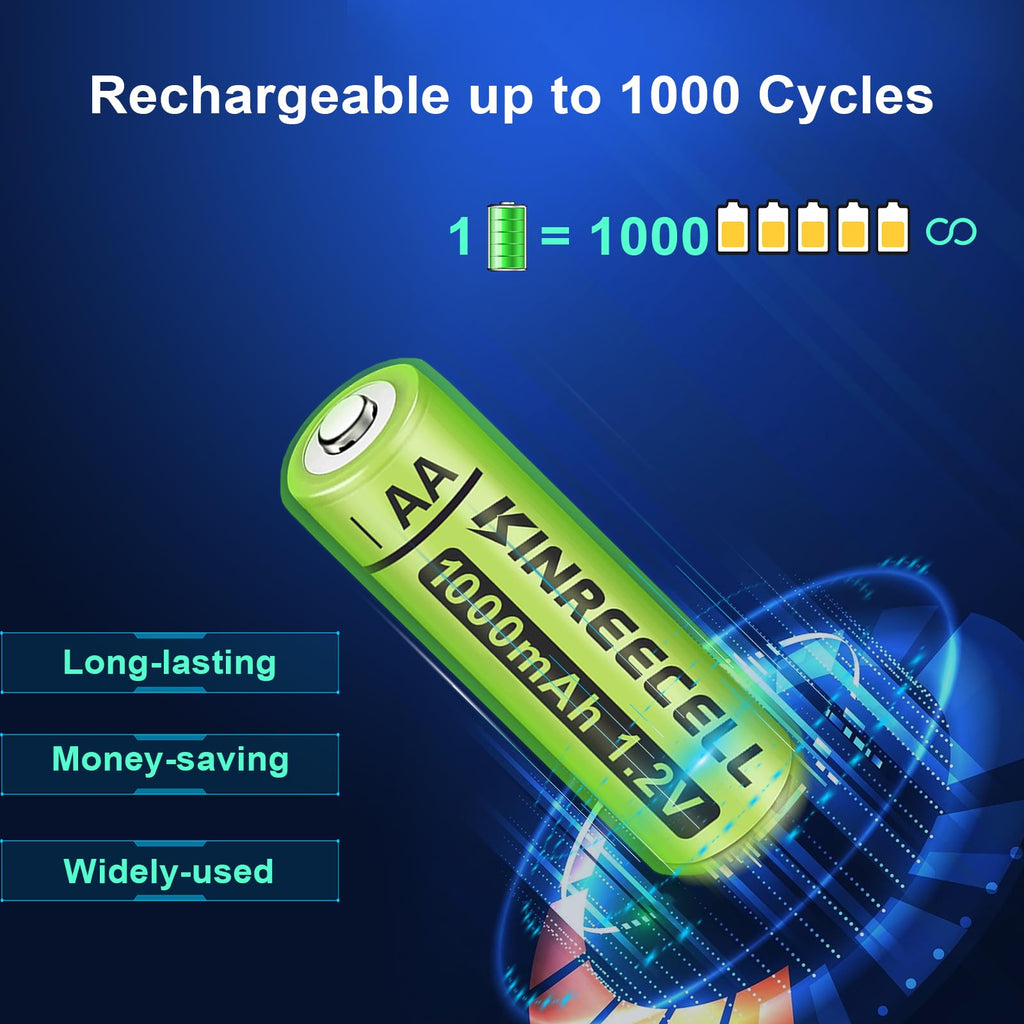 Rechargeable Solar AA 1000mAh Batteries for Outdoor Solar Lights