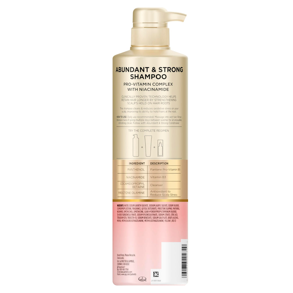 Pantene Abundant & Strong Shampoo, Strengthens Scalp's Hold on Hair Roots, 13.5 oz