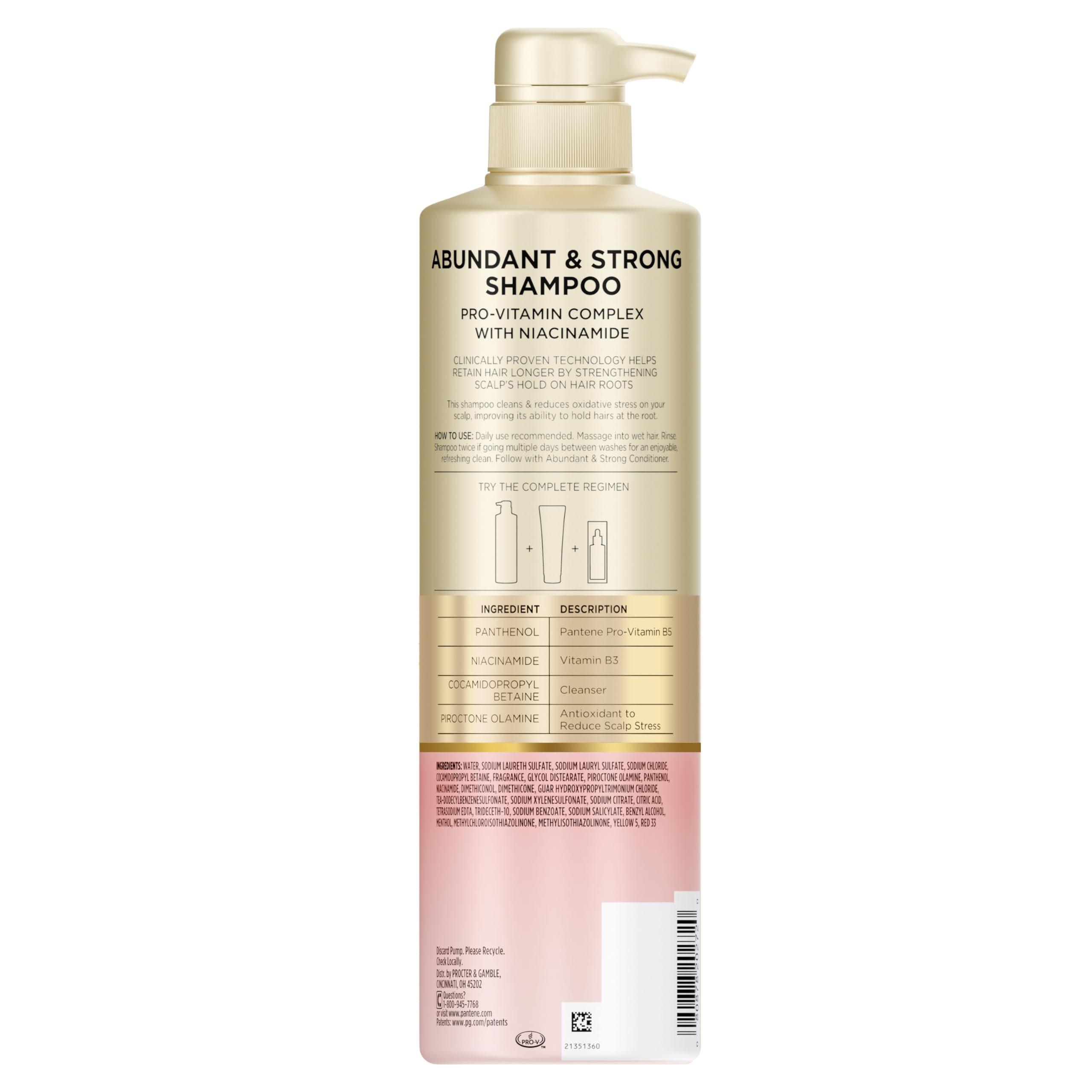 Pantene Abundant & Strong Shampoo, Strengthens Scalp's Hold on Hair Roots, 13.5 oz