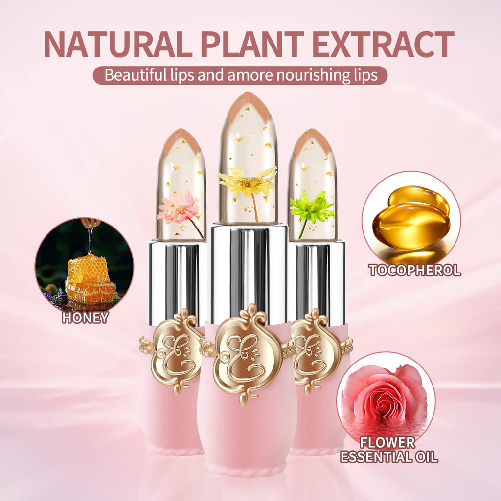 Buy now BestLand 6 Pcs/Set Flower Jelly Lipstick Set Temperature Change Moisturizer Long Lasting Nutritious Balm Magic Color Change Lip Gloss at indiglob india