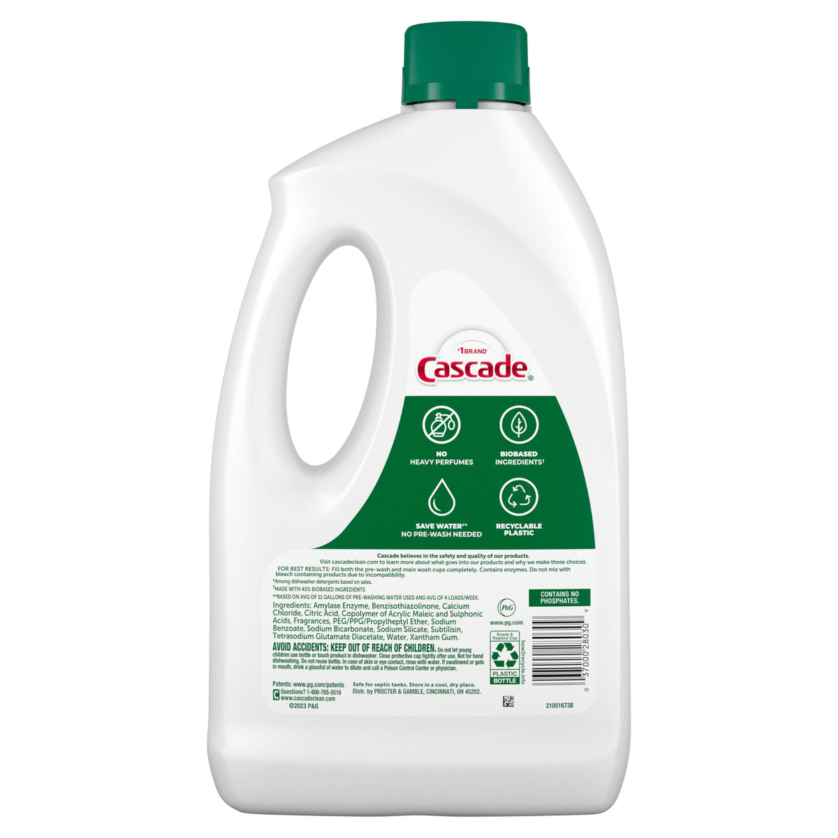 Cascade Free & Clear Dishwasher Detergent Liquid Gel, Dish Detergent, Dishwasher Soap, Lemon, 75oz