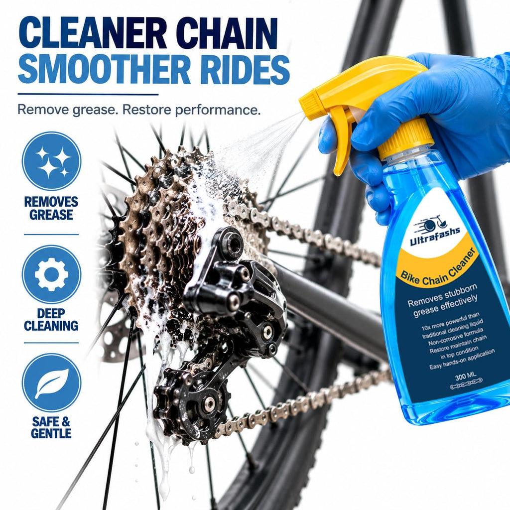 7-Piece Bike Chain Cleaner Kit with Degreaser, Lube and Scrubber