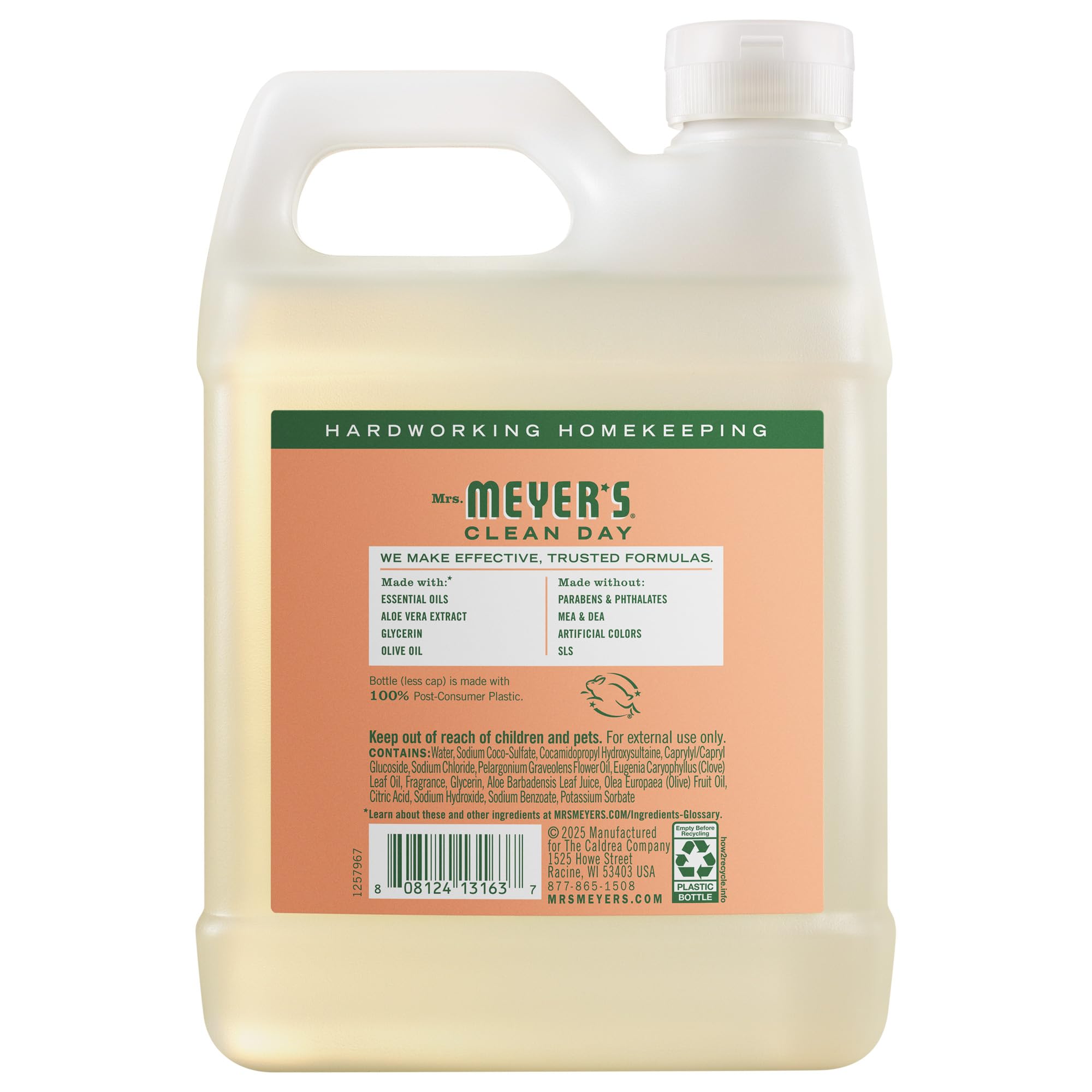 Buy now MRS. MEYER'S CLEAN DAY Hand Soap Refill, Made with Essential Oils, Geranium, 33 fl. oz at indiglob india