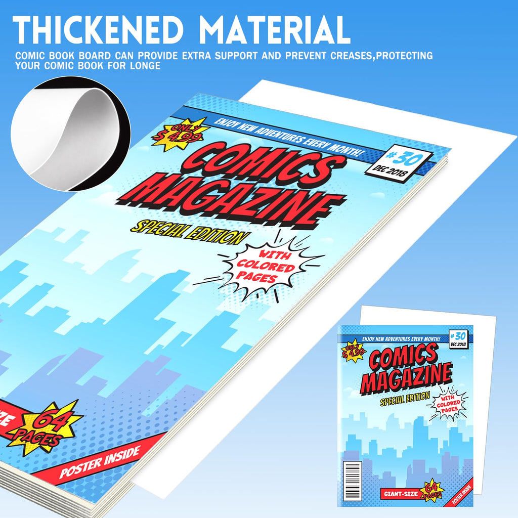 VOKOY 25 Sets Current Size Comic Book Bags and Boards, Reusable Transparent Comic Book Sleeves with Double-Sided White Cardboard Regular Comics Magazine Storage for Collector Small Business