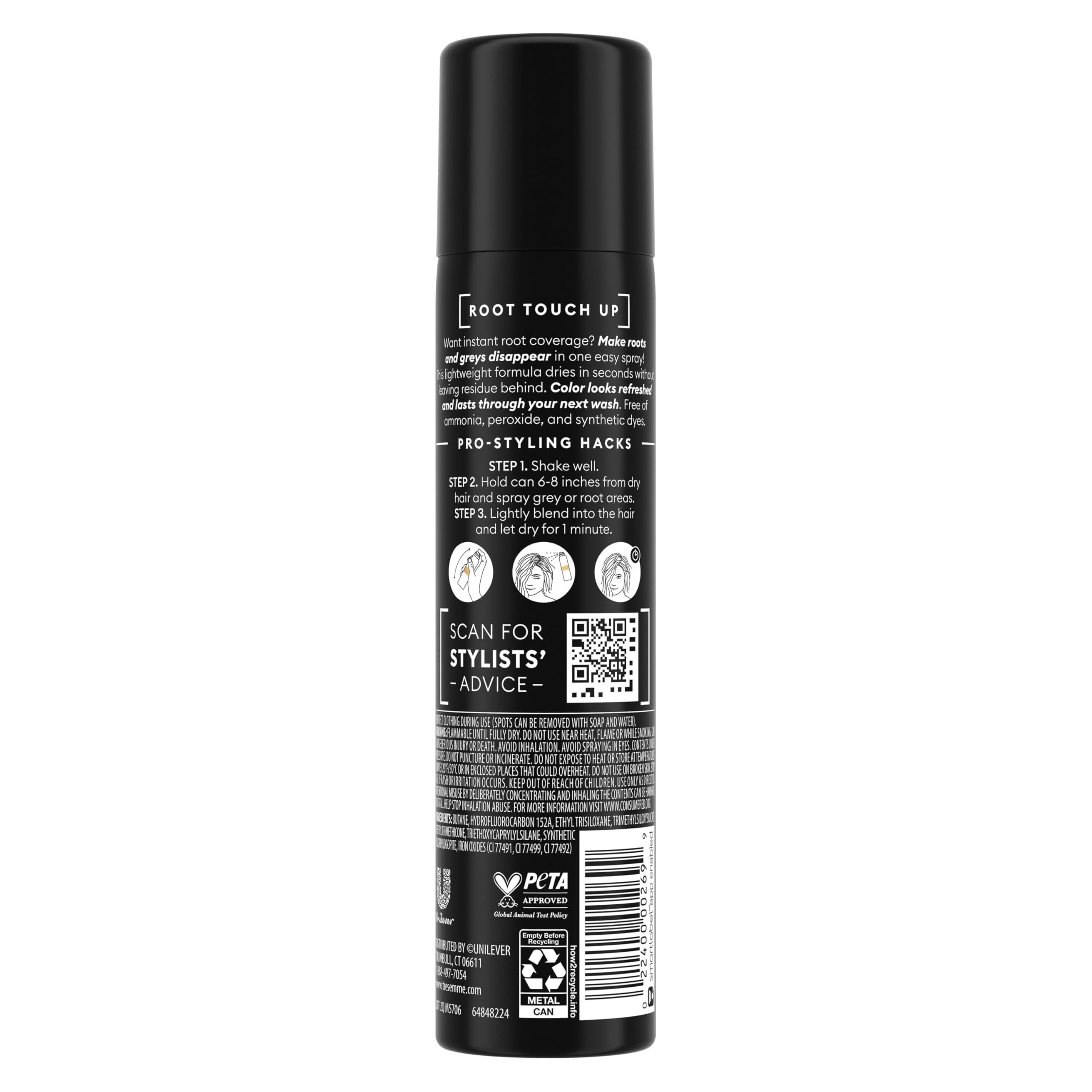 TRESemmé Root Touch-Up, Light Brown Hair Temporary Hair Color, Ammonia-free, Peroxide-free Root Cover Up Spray 2.5 oz | Light Brown Hair Ammonia-free, Peroxide-free Root Cover Up Spray