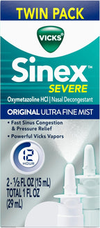 Buy now Vicks Sinex SEVERE Allergy & Sinus Nasal Spray, Original Ultra Fine Mist, Decongestant Medicine, Relief from Nasal Congestion due to Cold or Allergy, Sinus Pressure Relief, 265 Sprays x 2 at indiglob india
