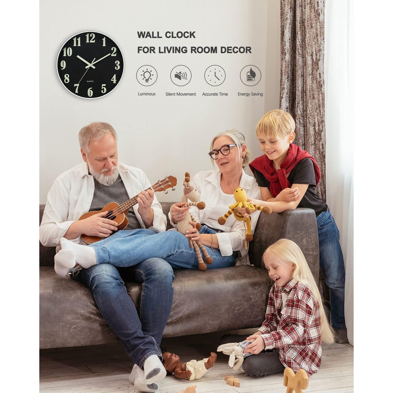Buy now JoFomp Glow in The Dark Clock, 12 Inch Modern Silent Non Ticking Wall Clocks Battery Operated, Night Light Wall Clock for Living Room Decor, Wall Clock Decorative for Kitchen Bedroom (Green) Black 14 INCH at indiglob india
