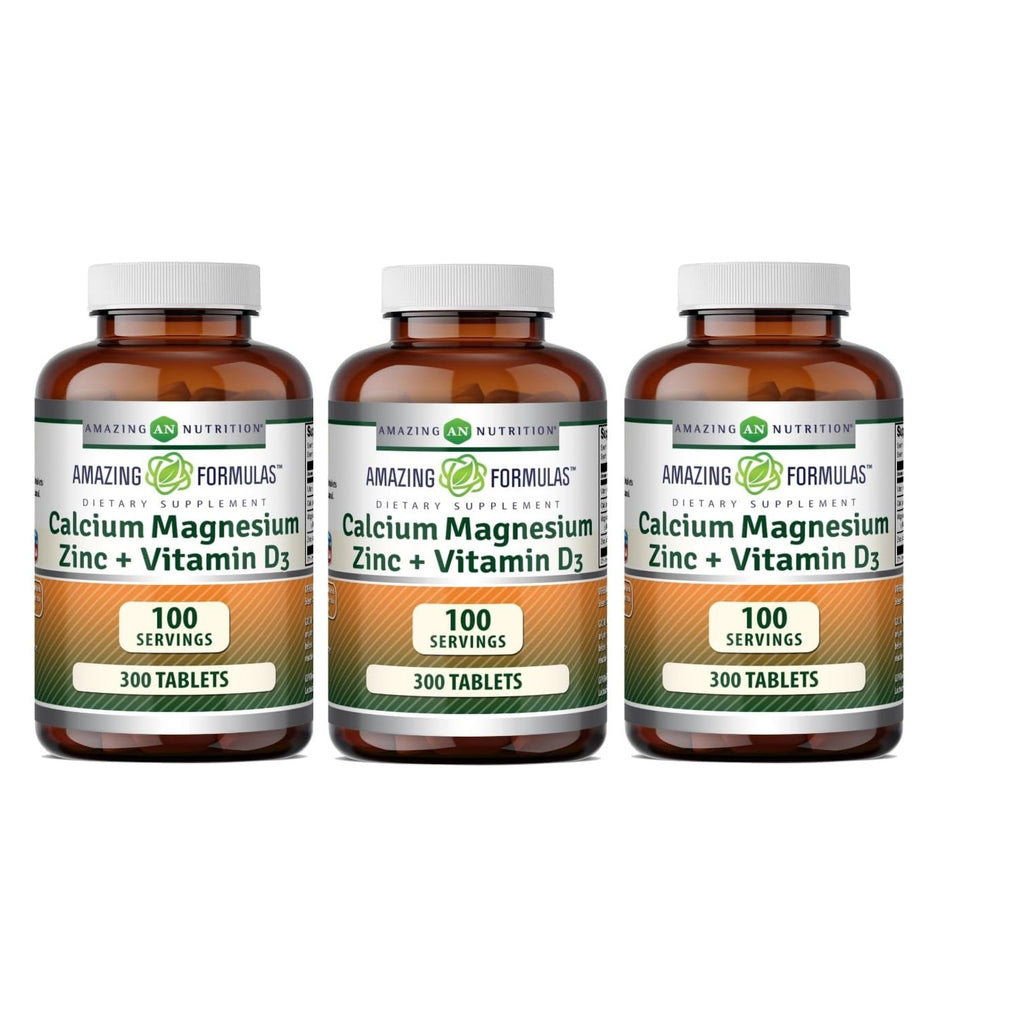 Amazing Formulas Calcium Magnesium Zinc + Vitamin D3 Supplement | 500 Tablets | Non-GMO | Gluten-Free | Made in USA